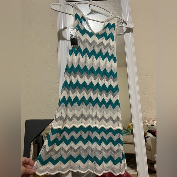 Blue,Sparkling silver, and white chevron romper - Picture 5 of 8